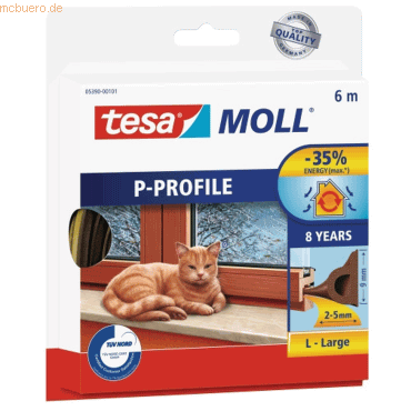 10 x Tesa P-Profil Gummidichtung tesamoll 10mx9mmx5,5mm braun von Tesa