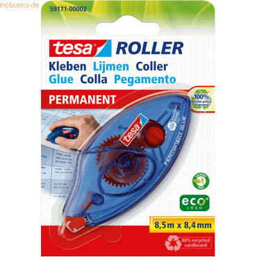 5 x Tesa Kleberoller tesa Roller ecoLogo 8,4mmx8,5m permanent (Blister von Tesa