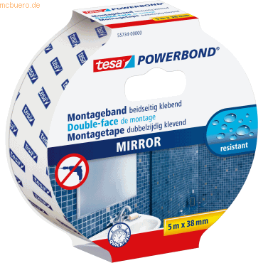 5 x Tesa Montageband Powerbond Spiegel 38mmx5m doppelseitig klebend 5 x Tesa Montageband Powerbond Spiegel 38mmx5m doppelseitig klebend von Tesa