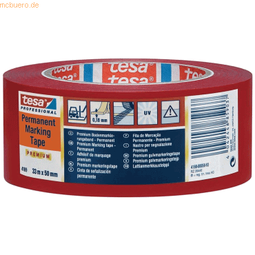 6 x Tesa Markierungsband 4169 50mm x 33m rot von Tesa