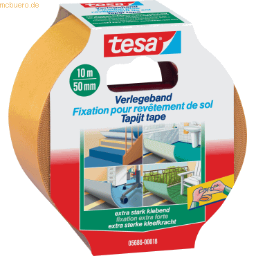 6 x Tesa Verlegeband extra stark klebend 10mx50mm von Tesa