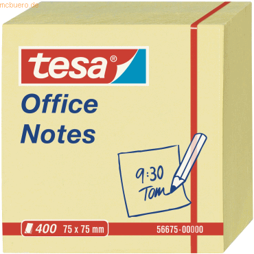 Tesa Haftnotizen tesa Office Notes Würfel 75x75mm 400 Blatt gelb von Tesa