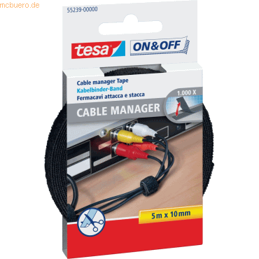 12 x Tesa Kabelbinder Cable Manager Universal 10mmx5m schwarz von Tesa