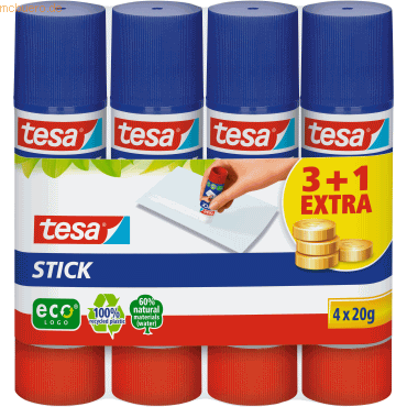 10 x Tesa Klebestift Stick ecoLogo 20g VE=3+1 Stück Sparpack von Tesa