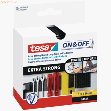6 x Tesa Klettband On & Off Extra Stark 50mmx1m schwarz 6 x Tesa Klettband On & Off Extra Stark 50mmx1m schwarz von Tesa
