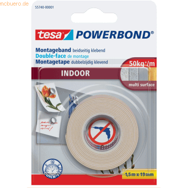 12 x Tesa Montageband 1,5mx19mm doppelseitig extrastark weiß 12 x Tesa Montageband 1,5mx19mm doppelseitig extrastark weiß von Tesa