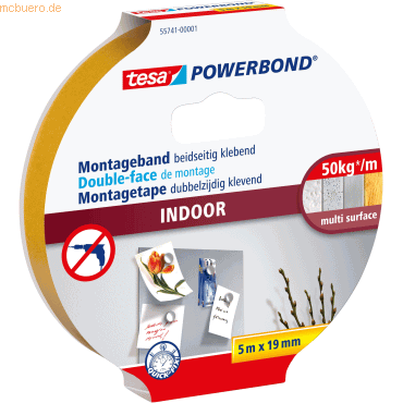 10 x Tesa Montageband Powerbond Indoor 19mmx5m von Tesa