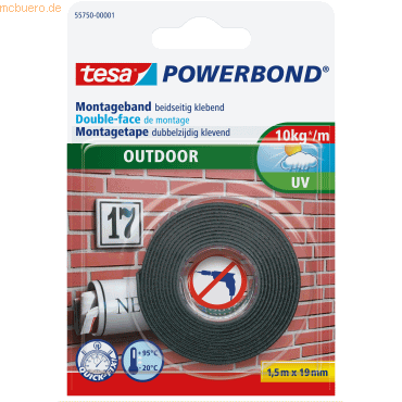 12 x Tesa Montageband Powerbond Outdoor 19mmx1,5m von Tesa