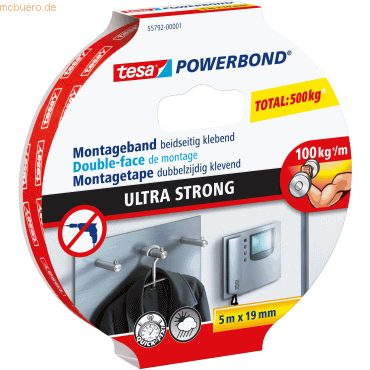 Tesa Montageband Powerbond Ultra Strong 19mmx5m von Tesa