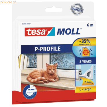 10 x Tesa P-Profil Gummidichtung tesamoll 6mx9mmx5,5mm weiß von Tesa