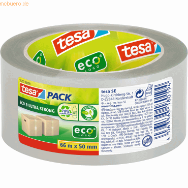 Tesa Packband tesapack eco & Ultra strong ecoLogo 66m x 50mm transpare von Tesa