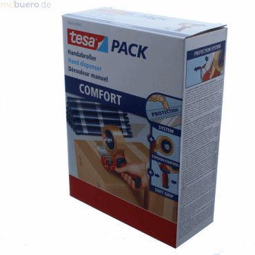 Tesa Packbandabroller tesapack Comfort für Klebebänder 50mmx66m rot/bl von Tesa