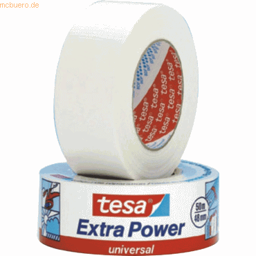 6 x Tesa Reparaturband Extra Power universal 48mm x 50m weiß von Tesa
