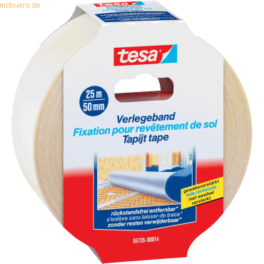 6 x Tesa Verlegeband 25mx50mm removable transparent von Tesa