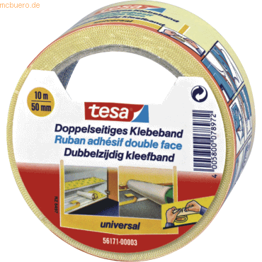 6 x Tesa Verlegeband doppelseitig 50mmx10m gelb von Tesa