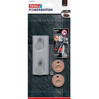 tesa Handtuchhaken Powerbutton Classic Doppelhaken silber, 1 St. von Tesa
