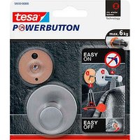 tesa Handtuchhaken Powerbutton Classic rund silber, 1 St. von Tesa