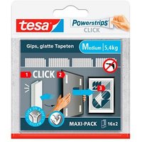 tesa Klettstreifen Powerstrips MEDIUM Click weiß, 32 St. von Tesa
