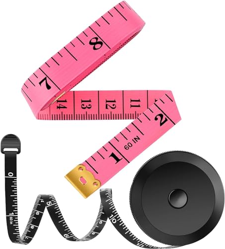 Weiches Maßband-Set, 152,4 cm, Rosa und Schwarz, 4 Stück für Körpernähen, Schneiderei Weiches Maßband-Set, 152,4 cm, Rosa und Schwarz, 4 Stück für Körpernähen, Schneiderei von Tesdluy