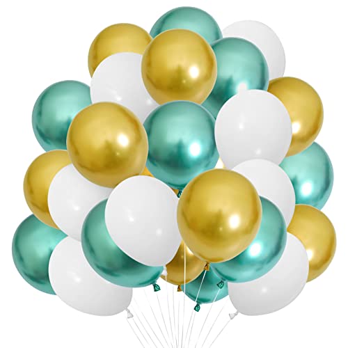 Grün-weiße und goldene Luftballons, 30 Stück grün und weiß 12 Zoll Fußball-Thema Geburtstags-Latexballon für Fußball, Sport, Hochzeit, Birde to Be, Babyparty, Cocktail, Karneval Partyzubehör von Teselife