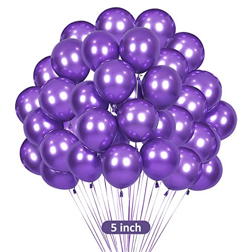 Lila Metallic Luftballons 5 Zoll Mini Lila Latex Ballons Lila Luftballons Set 50 Stück Dunkellila Luftballons für Geburtstag Hochzeit Baby Shower Verlobung Jubiläum Abschluss Party Dekoration (Lila) von Teselife