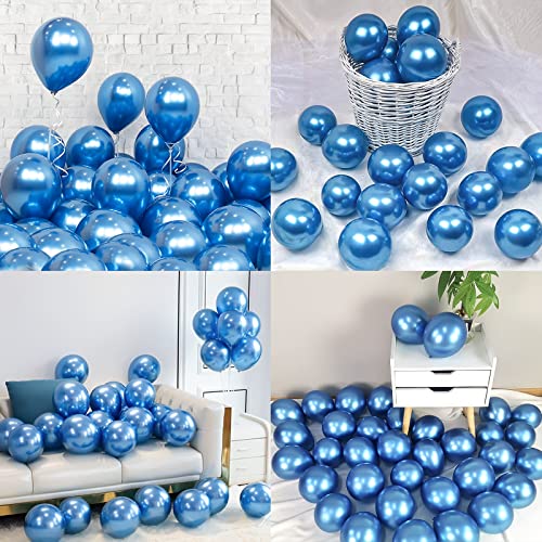 5 Zoll Luftballons Blau Helium, 50 Stück Blaue Ballons Set Metallic Luftballons Blauer mit Bändern für Geburtstag Baby Shower Junge Babyparty Hochzeits Partydekorationen (Blau) von Teselife