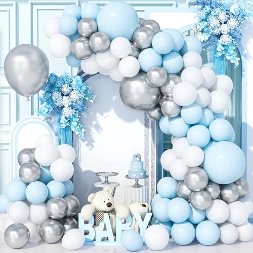 Teselife 137Pcs Blau Silber Weiß Luftballons Bogen Kit, Pastell Blau Metallic Silber Weiß Party Ballons Girlande Kit für Geburtstag Baby Shower Hochzeit Jahrestag Karneval Party Dekorationen Zubehör Teselife 137Pcs Blau Silber Weiß Luftballons Bogen Kit, Pastell Blau Metallic Silber Weiß Party Ballons Girlande Kit für Geburtstag Baby Shower Hochzeit Jahrestag Karneval Party Dekorationen Zubehör von Teselife