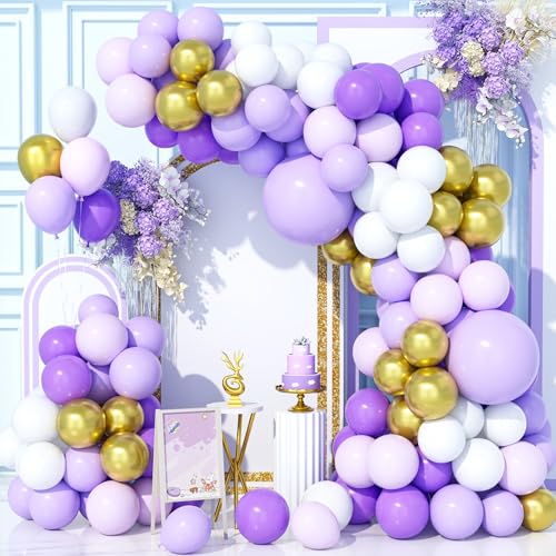 Teselife 150Pcs Lila Luftballons Bogen Kit, Tiefes Dunkel Violett Weiß Metallic Gold Party Ballons Girlande Kit für Geburtstag Baby Shower Hochzeit Jahrestag Karneval Party Dekorationen Zubehör Teselife 150Pcs Lila Luftballons Bogen Kit, Tiefes Dunkel Violett Weiß Metallic Gold Party Ballons Girlande Kit für Geburtstag Baby Shower Hochzeit Jahrestag Karneval Party Dekorationen Zubehör von Teselife