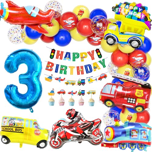 Teselife Autos Deko Kindergeburtstag 3, Geburtstag Luftballons Party Dekoration 3 Jahre Jungen Kinder Cars Truck Feuerwehrfahrzeuge Motorrad Zahlenballon Happy Birthday Banner Tortendeko Partyzubehör Teselife Autos Deko Kindergeburtstag 3, Geburtstag Luftballons Party Dekoration 3 Jahre Jungen Kinder Cars Truck Feuerwehrfahrzeuge Motorrad Zahlenballon Happy Birthday Banner Tortendeko Partyzubehör von Teselife