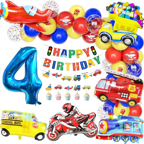 Teselife Autos Deko Kindergeburtstag 4, Geburtstag Luftballons Party Dekoration 4 Jahre Jungen Kinder Cars Truck Feuerwehrfahrzeuge Motorrad Zahlenballon Happy Birthday Banner Tortendeko Partyzubehör Teselife Autos Deko Kindergeburtstag 4, Geburtstag Luftballons Party Dekoration 4 Jahre Jungen Kinder Cars Truck Feuerwehrfahrzeuge Motorrad Zahlenballon Happy Birthday Banner Tortendeko Partyzubehör von Teselife