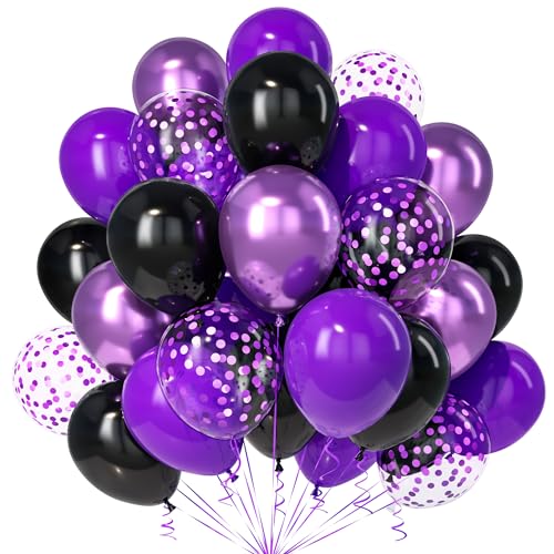 Teselife Lila Schwarz Luftballons, 30Stück 12 Zoll Schwarz Violet Dunkellila Metallic Lila Konfetti Ballons mit Band Mädchen Frauen Geburtstag Hochzeit Verlobung Halloween Baby Shower Party Dekoration Teselife Lila Schwarz Luftballons, 30Stück 12 Zoll Schwarz Violet Dunkellila Metallic Lila Konfetti Ballons mit Band Mädchen Frauen Geburtstag Hochzeit Verlobung Halloween Baby Shower Party Dekoration von Teselife