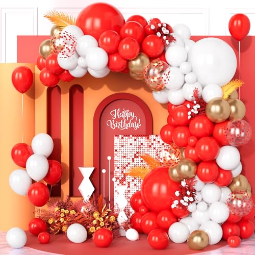 Teselife Luftballons Rot Weiß, 123Stück Ballon Girlande Matt Weiss Rote Konfetti Champagner Gold Helium Latex Ballon für Junge Mädchen Geburtstag Babyparty Hochzeit Valentinstag Weihnachten Party Deko Teselife Luftballons Rot Weiß, 123Stück Ballon Girlande Matt Weiss Rote Konfetti Champagner Gold Helium Latex Ballon für Junge Mädchen Geburtstag Babyparty Hochzeit Valentinstag Weihnachten Party Deko von Teselife