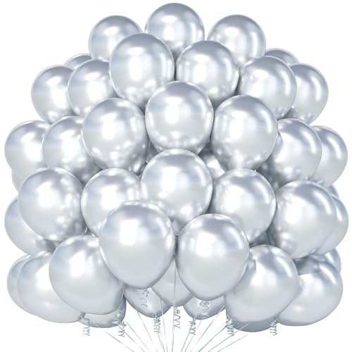 Teselife Metallic Silber Luftballons, 100 Stück 12 Zoll Chrom Silber Luftballons, Latex Silber Party Luftballons für Männer Frauen Geburtstag Babyparty Jahrestag Abschluss Verlobung Party Dekorationen Teselife Metallic Silber Luftballons, 100 Stück 12 Zoll Chrom Silber Luftballons, Latex Silber Party Luftballons für Männer Frauen Geburtstag Babyparty Jahrestag Abschluss Verlobung Party Dekorationen von Teselife