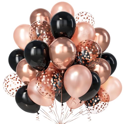 Teselife Schwarz Rosegold Luftballons, 30Stück 12 Zoll Roségold Schwarz Metallic Rose Gold Konfetti Ballons Mädchen Frauen mit Band Geburtstag Hochzeit Verlobung Brautparty Baby Shower Party Teselife Schwarz Rosegold Luftballons, 30Stück 12 Zoll Roségold Schwarz Metallic Rose Gold Konfetti Ballons Mädchen Frauen mit Band Geburtstag Hochzeit Verlobung Brautparty Baby Shower Party von Teselife