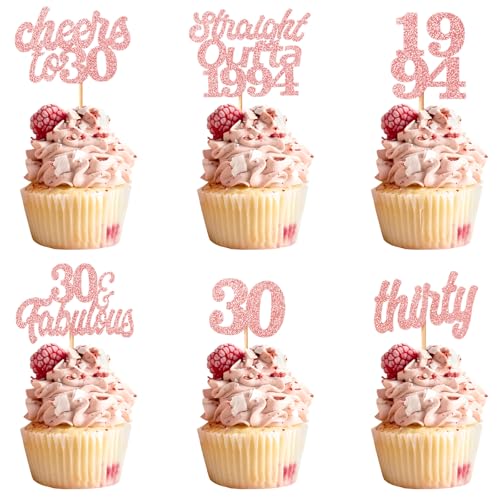 Teselife Tortendeko 30 Geburtstag Frau Mann, 24 Stück Glitzer Rose Gold 30. Geburtstag Cupcake Topper Geburtstagsdeko von 1994 für 30er Geburtstag Party Torten Kuchen Deko Teselife Tortendeko 30 Geburtstag Frau Mann, 24 Stück Glitzer Rose Gold 30. Geburtstag Cupcake Topper Geburtstagsdeko von 1994 für 30er Geburtstag Party Torten Kuchen Deko von Teselife