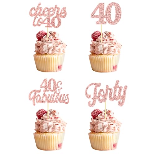 Teselife Tortendeko 40 Geburtstag Frau Mann, 24 Stück Glitzer Rose Gold 40. Geburtstag Cupcake Topper Geburtstagsdeko von 1984 für 40er Geburtstag Party Torten Kuchen Deko Teselife Tortendeko 40 Geburtstag Frau Mann, 24 Stück Glitzer Rose Gold 40. Geburtstag Cupcake Topper Geburtstagsdeko von 1984 für 40er Geburtstag Party Torten Kuchen Deko von Teselife