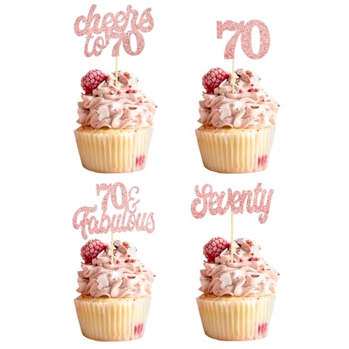Teselife Tortendeko 70 Geburtstag Frau Mann, 24 Stück Glitzer Rose Gold 70. Geburtstag Cupcake Topper Geburtstagsdeko von 1954 für 70er Geburtstag Party Torten Kuchen Deko Teselife Tortendeko 70 Geburtstag Frau Mann, 24 Stück Glitzer Rose Gold 70. Geburtstag Cupcake Topper Geburtstagsdeko von 1954 für 70er Geburtstag Party Torten Kuchen Deko von Teselife