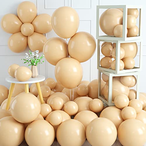 Luftballons Apricot, 12 Zoll 5 Zoll Beige Creme Party Ballons, 70 Stück Vintage Aprikose Nude Helium Latex Luftballons für Geburtstag Baby Shower Hochzeit Party Dekoration von Teslite