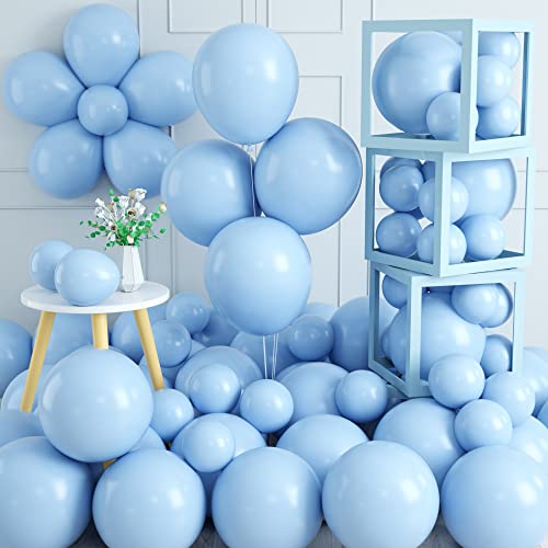 Luftballons Blau, 12 Zoll 5 Zoll Pastell Blau Latex Luftballon, 70 Stück Macaron Blau Helium Ballons Hellblau Partyballon Set für Junge Kinder Geburtstag Babyparty Hochzeit Party Dekoration von Teslite