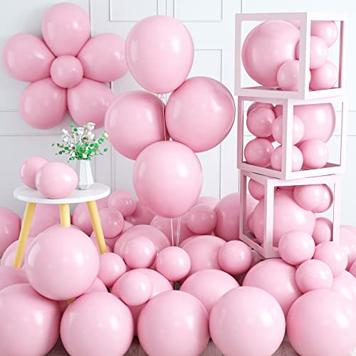 Luftballons Rosa, 70 Stück Pastell Rosa Party Ballons, 12 Zoll 5 Zoll Macaron Rosa Helium Luftballon, Hellrosa Latex Ballons Partyballon Set für Mädchen Geburtstag Babyparty Hochzeit Dekoration von Teslite