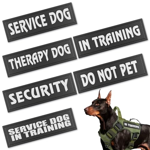 Hundepflaster, leicht zu lesen, reflektierend, Aufschrift "Do Not Pet" und in Trainingsservice, sichere Befestigung mit Klettverschlüssen, abnehmbare Tier-Patches für Weste und Geschirre, 4 Stück Hundepflaster, leicht zu lesen, reflektierend, Aufschrift "Do Not Pet" und in Trainingsservice, sichere Befestigung mit Klettverschlüssen, abnehmbare Tier-Patches für Weste und Geschirre, 4 Stück von Tesorrio