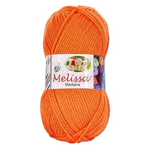 100g Wolle Orange-Tesosy 100% Acryl-Wollknäuel Premium für Strick- & Häkelgarn-200M (weicher und wollartiger Charakter, pflegeleichtes Strickgarn,Wolle orange 2 Versand aus Deutschland von Tesosy