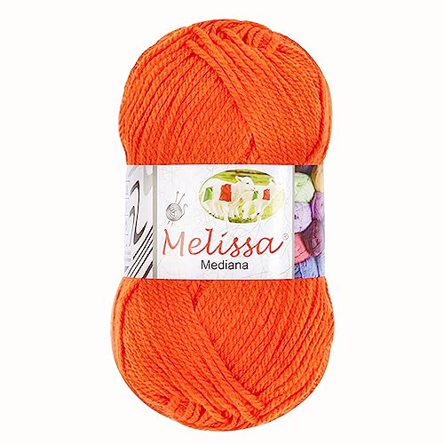 6x100g Wolle orange 19 -Tesosy-100% Acryl-Wollknäuel Premium für Strick- & Häkelgarn Nadelgröße 4 (1/2) - 5 (weicher und wollartiger Charakter, pflegeleichtes Strickgarn Orangewolle 19 von Tesosy