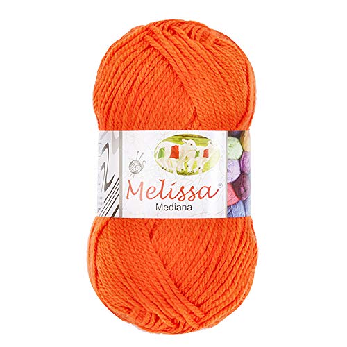 100g Wolle orange 19 -Tesosy-100% Acryl-Wollknäuel Premium für Strick- & Häkelgarn Nadelgröße 4 (1/2) - 5 (weicher und wollartiger Charakter, pflegeleichtes Strickgarn Orangewolle 19 von Tesosy
