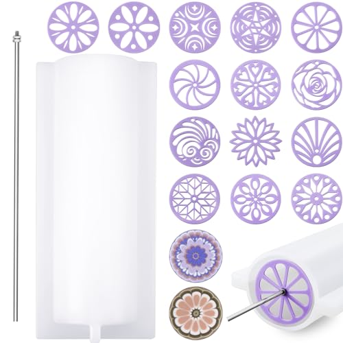 Tessco 16 Stück Seifenkaleidoskop-Formen zum Durchziehen großer Silikonröhren, Säulenform, Einbettungsformen, Zubehör mit 14 Blumen-Vorlagen, Wirbel-Werkzeug, 30 cm Stab für selbstgemachte Seife, Tessco 16 Stück Seifenkaleidoskop-Formen zum Durchziehen großer Silikonröhren, Säulenform, Einbettungsformen, Zubehör mit 14 Blumen-Vorlagen, Wirbel-Werkzeug, 30 cm Stab für selbstgemachte Seife, von Tessco for you