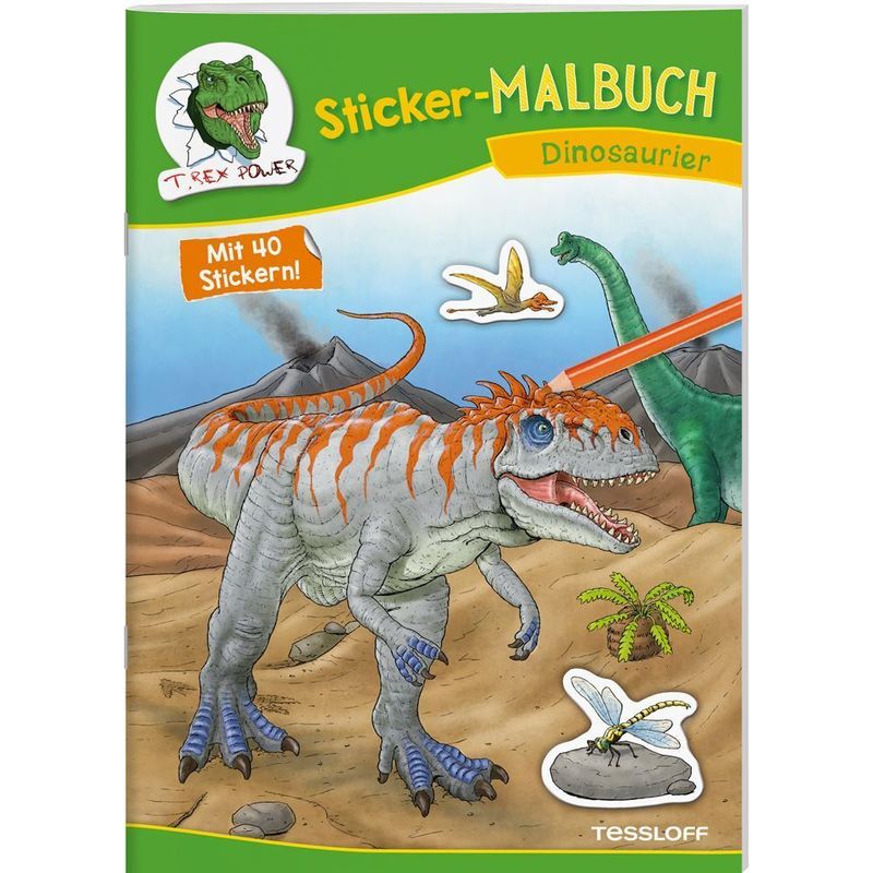 Malbücher Und -Blöcke / Sticker-Malbuch Dinosaurier, Kartoniert (TB) von Tessloff