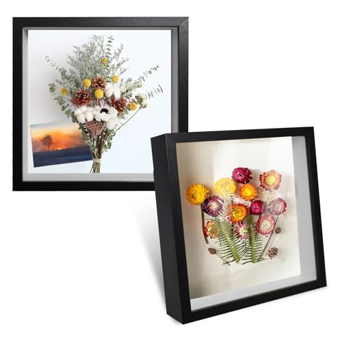 2Pcs 3D Bilderrahmen zum Befüllen 20 x 20cm 3D Objektrahmen Hölzern Tief 3cm, Vitrine Rahmen für Objekte, Blumen Große Schattenbox, Hochzeitsstrauß Erinnerungsstücke Fotos für Andenken(Schwarz) 2Pcs 3D Bilderrahmen zum Befüllen 20 x 20cm 3D Objektrahmen Hölzern Tief 3cm, Vitrine Rahmen für Objekte, Blumen Große Schattenbox, Hochzeitsstrauß Erinnerungsstücke Fotos für Andenken(Schwarz) von Tesyeux