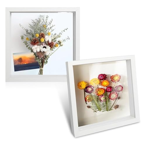 2Pcs 3D Bilderrahmen zum Befüllen 20 x 20cm 3D Objektrahmen Hölzern Tief 3cm, Vitrine Rahmen für Objekte, Blumen Große Schattenbox, Hochzeitsstrauß Erinnerungsstücke Medaillen Fotos für Andenken(Weiß) 2Pcs 3D Bilderrahmen zum Befüllen 20 x 20cm 3D Objektrahmen Hölzern Tief 3cm, Vitrine Rahmen für Objekte, Blumen Große Schattenbox, Hochzeitsstrauß Erinnerungsstücke Medaillen Fotos für Andenken(Weiß) von Tesyeux