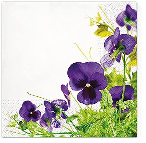 Tete a Tete Servietten, 3-lagig, Seidenpapier, 33 cm x 33 cm, 20 Stück (Stiefmütterchenrahmen) von Tete a Tete