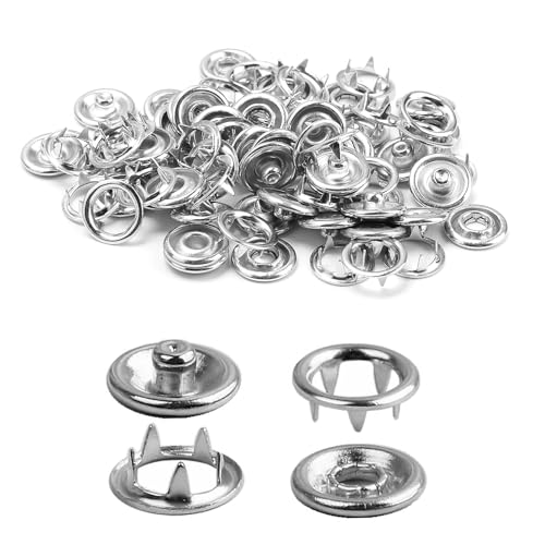Teuena 20 Stück Druckknöpfe für Kleidung, 9,5mm Metall, Knopf-Fix-Set ohne Nähen, Jersey Druckknöpfe Silber von Teuena